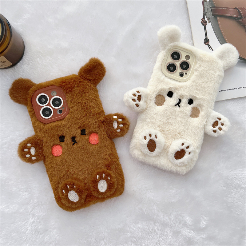 Korean 3D Cartoon Bear Fluffy  - Apple Iphone 16 ulasan dan harga