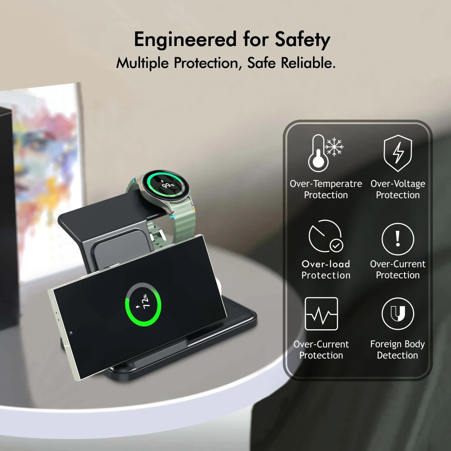 Desktop 3-in-1 Wireless Charge - Watch Charger Cable ulasan dan harga