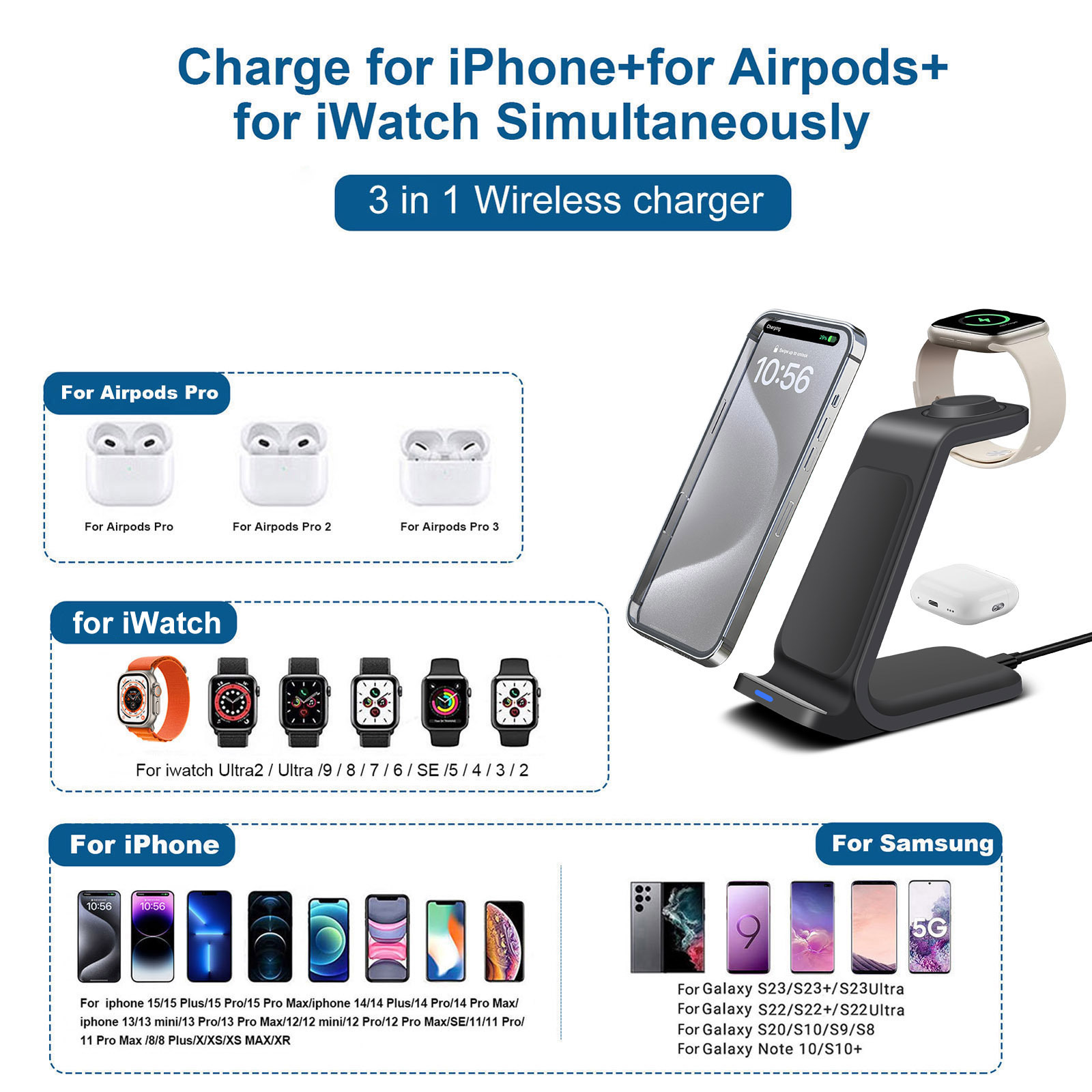 3 in 1 Charging Station for iP - Smartwatch X ulasan dan harga