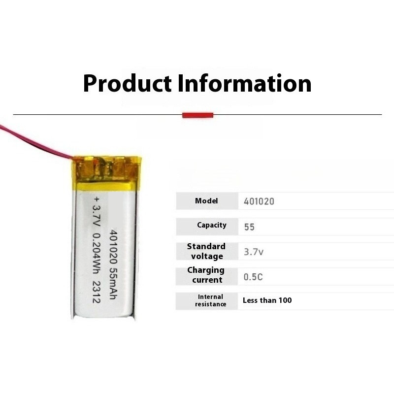 401020 3.7V 55mAh Lithium Poly - Smartwatch Headset ulasan dan harga