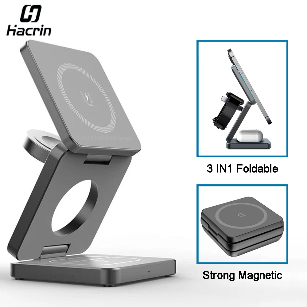 Wireless Charger 3 in 1 Foldab - Watch Charger Cable ulasan dan harga