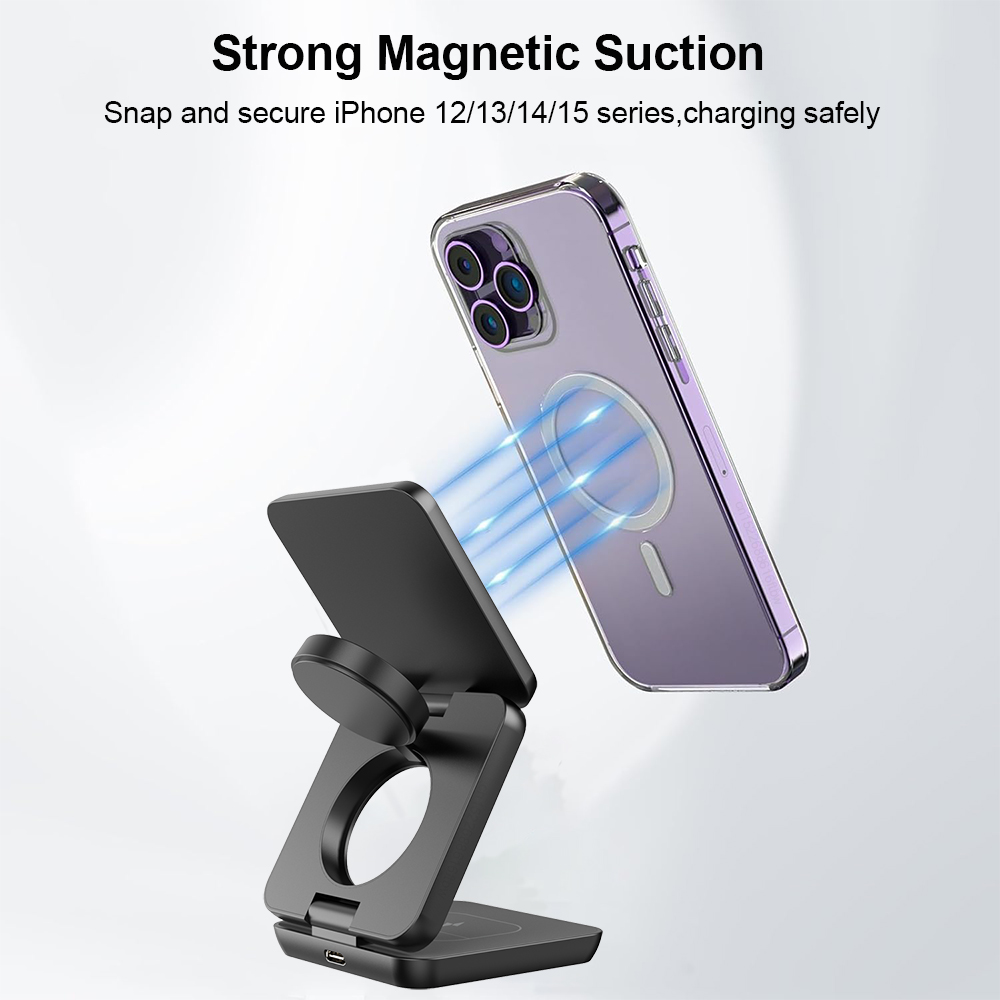 Wireless Charger 3 in 1 Foldab - Watch Charger Cable ulasan dan harga