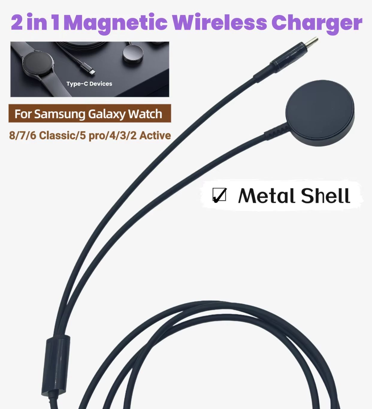 Type-C 2-in-1 Magnetic Wireles - Watch Charger Cable ulasan dan harga