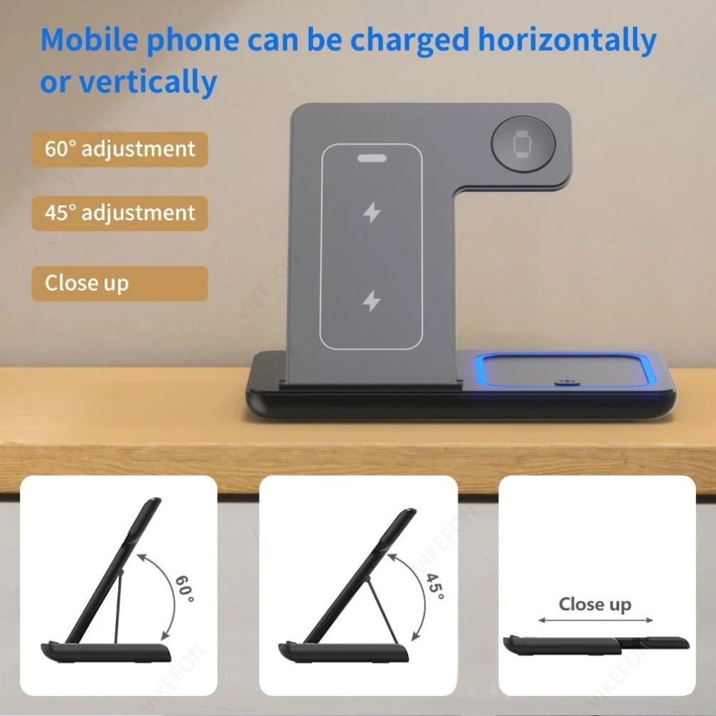 Foldable 3 in 1 Wireless Charg - Watch Charger Cable ulasan dan harga