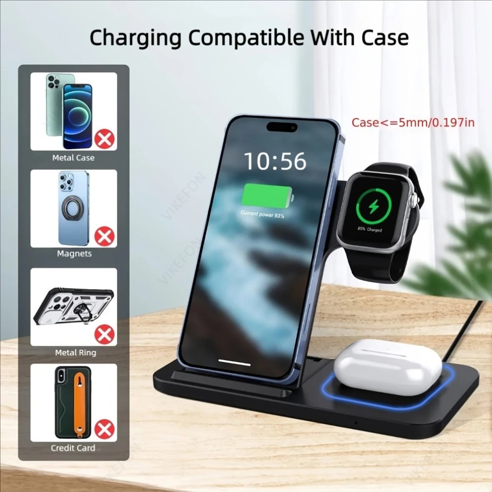 Foldable 3 in 1 Wireless Charg - Watch Charger Cable ulasan dan harga
