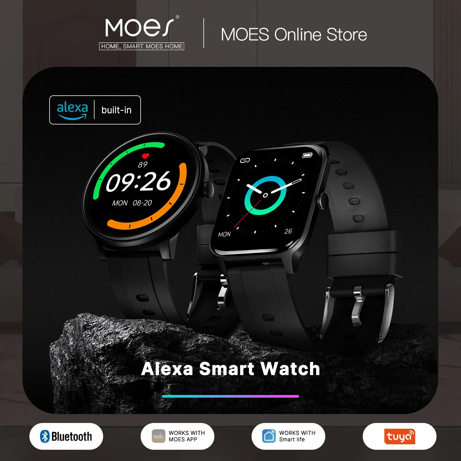 MOES Smart Watch Alexa Built-i - Smartwatch Touch ulasan dan harga